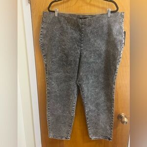 G by Giuliana Retro Slim Crop Pants Gray Hide-and-Chic Waistband 24W NWT